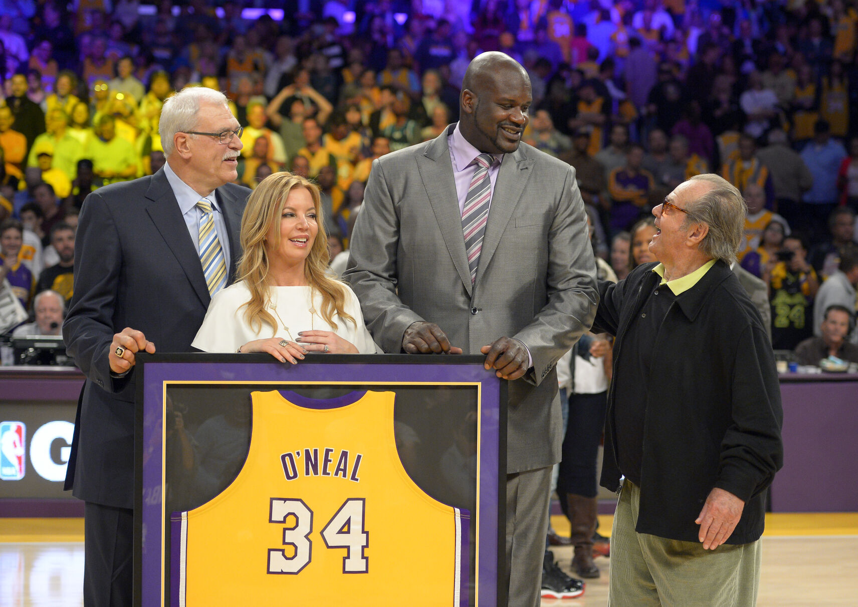 Shaquille O'Neal, Phil Jackson, Jeanie Buss, Jack Nicholson